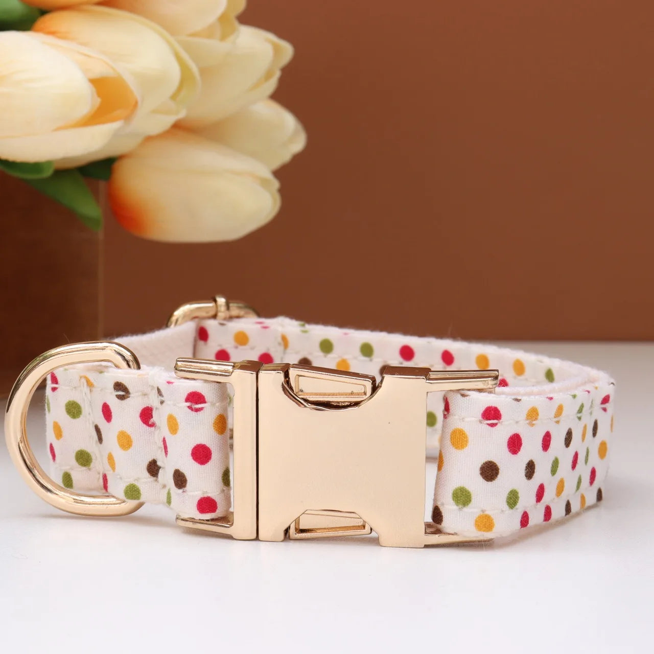 Elegant Fabric Customizable Dog Collar Set - Name Tag, Zinc Alloy Setting, Girly