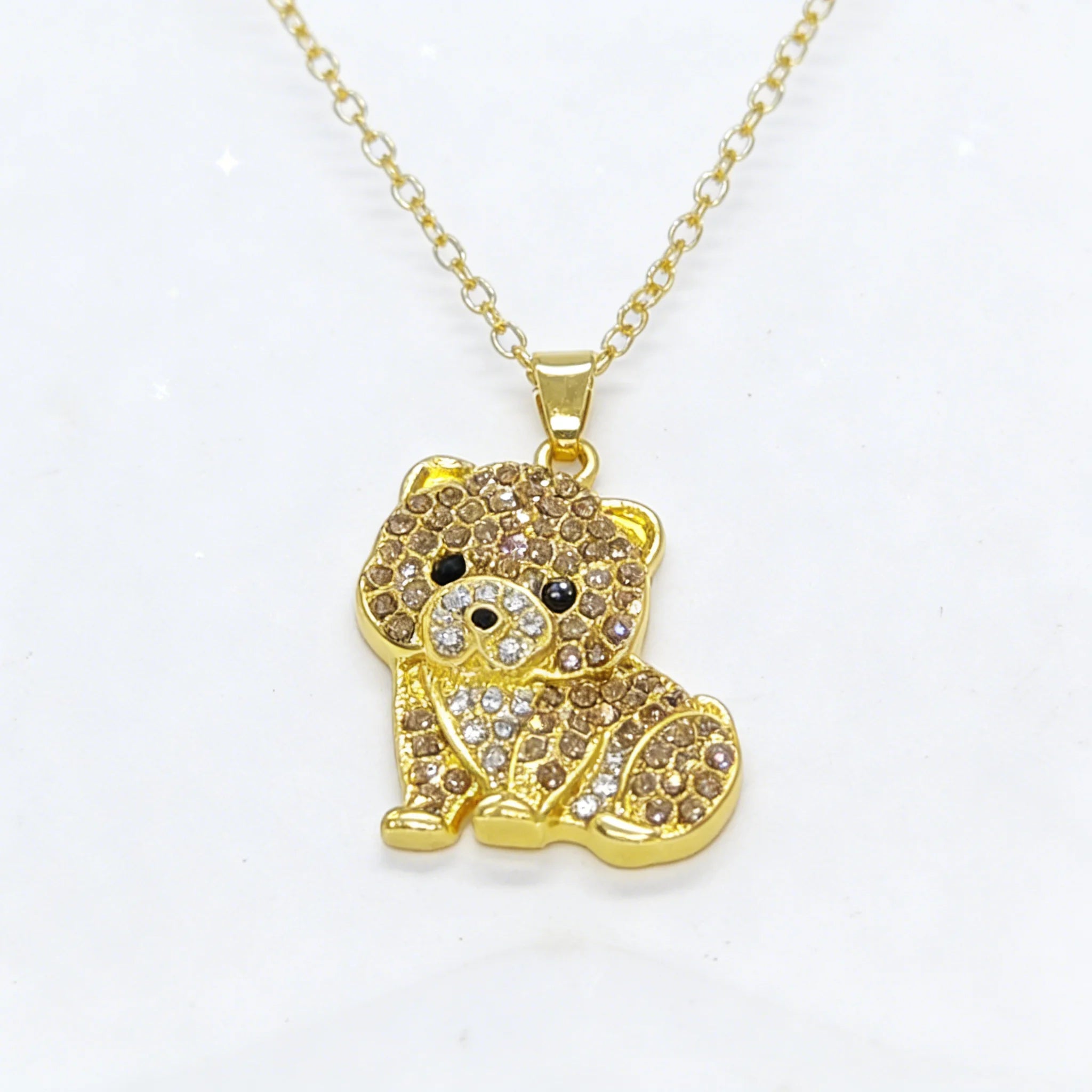 Collection of CZ Stone Dog Pendant Necklaces MANY BREEDS in Gold/Silver Tone Alloy - Choose Your Breed