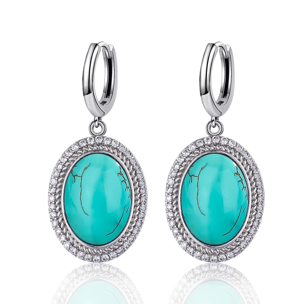 925 Sterling Silver Natural Moonstone Pendant & Earrings Set
