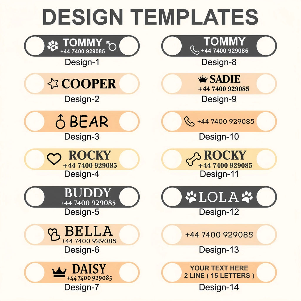 Faux Leather Adjustable Pet Collar - Customize, Engrave, Name Tag, ID Necklace
