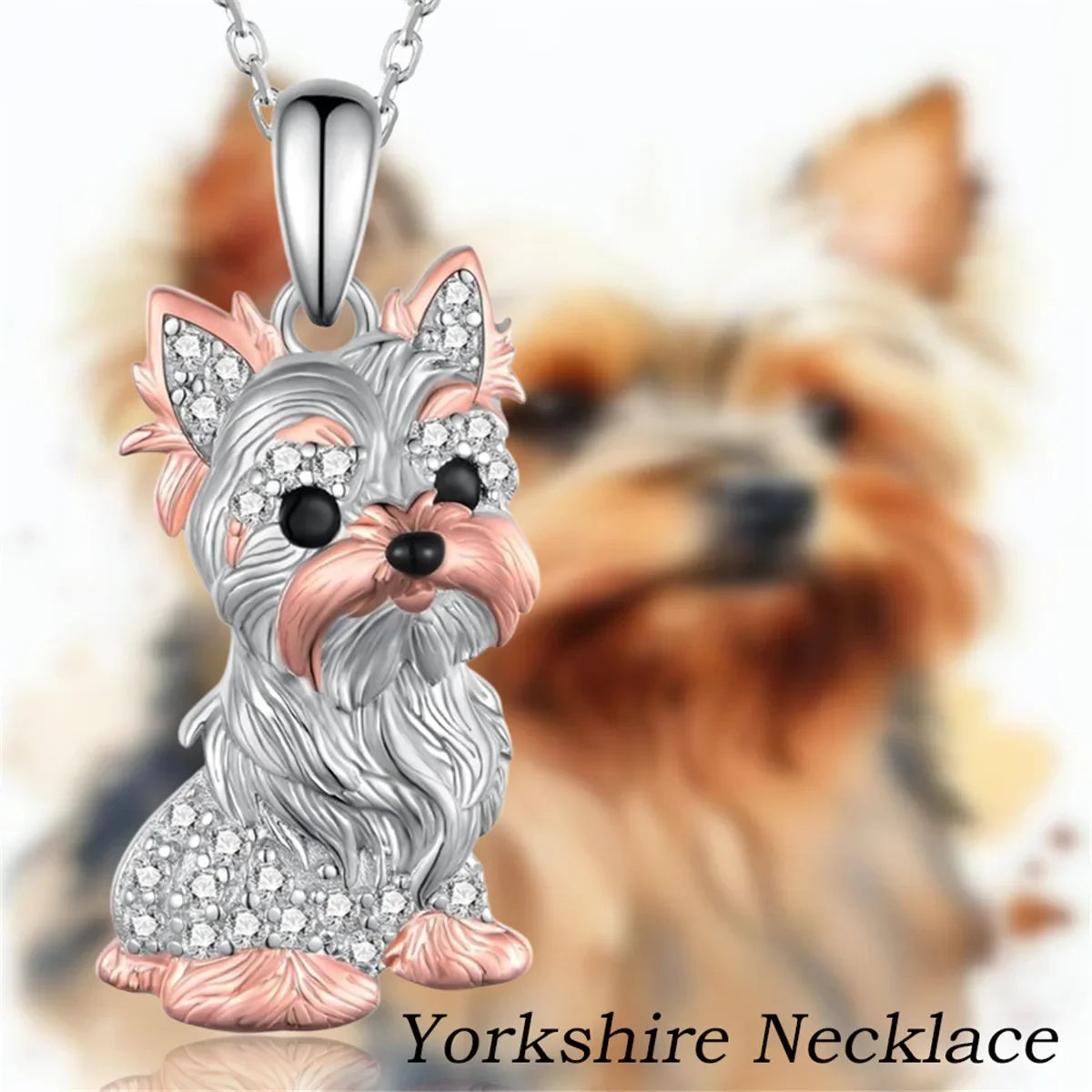Cute Yorkshire Dog Pendant Necklace in Zinc Alloy + Comes in Several Colors