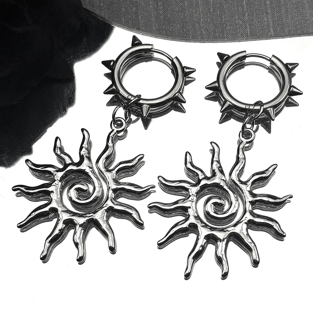 Punk Spike Rivet Goth Hoop Stainless Steel Earrings Collection