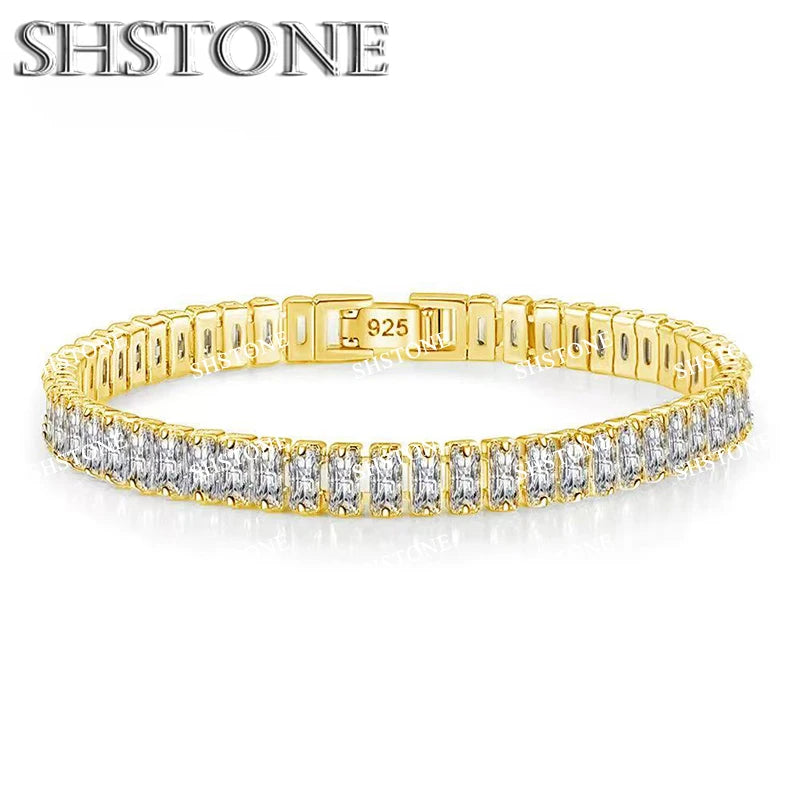 Selection of 925 Sterling Silver Chain Bracelets with Multi-colored Zircons