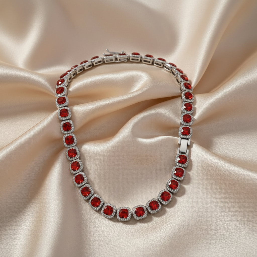 Owner & Pet Matching Necklaces with Large Square Rhinestones & Cubic Zirconia