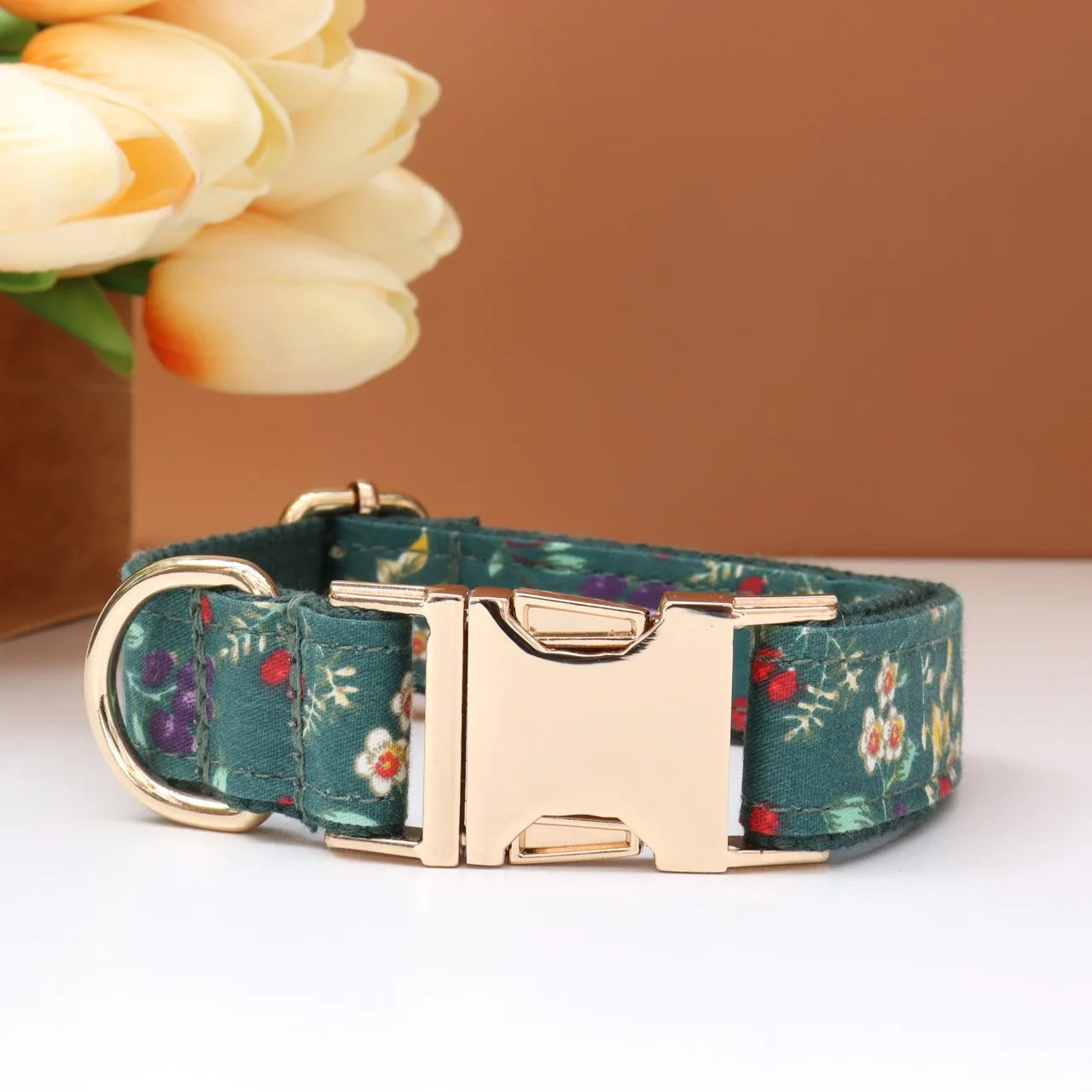 Elegant Fabric Customizable Dog Collar Set - Name Tag, Zinc Alloy Setting, Girly