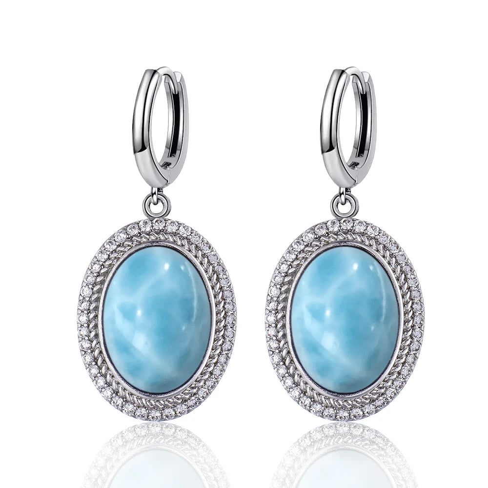 925 Sterling Silver Natural Moonstone Pendant & Earrings Set