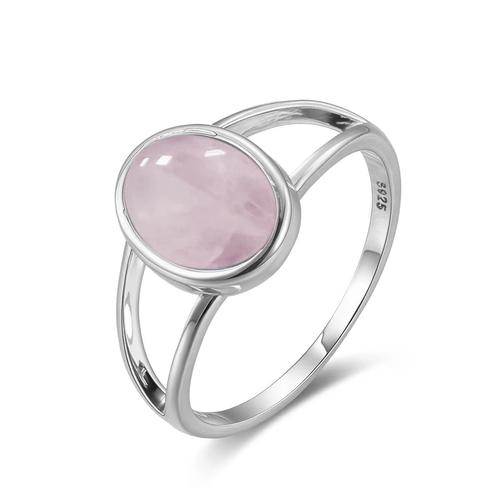 925 Sterling Silver Ring Natural 8-10mm Moonstone Ring