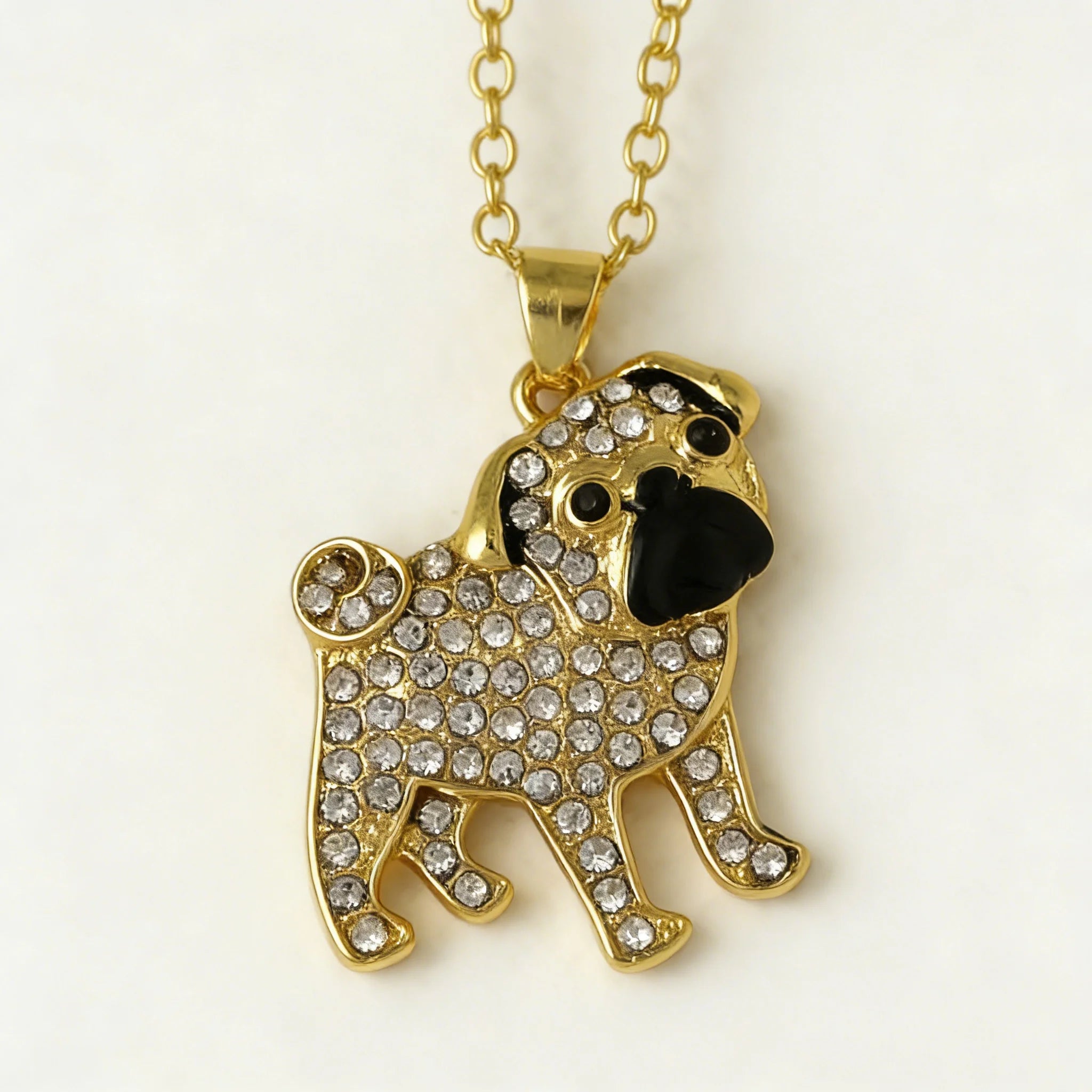 Collection of CZ Stone Dog Pendant Necklaces MANY BREEDS in Gold/Silver Tone Alloy - Choose Your Breed