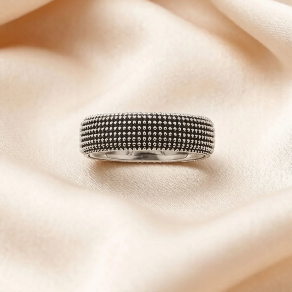 Textured Thick Band Ring in Blackened 925 Sterling Silver