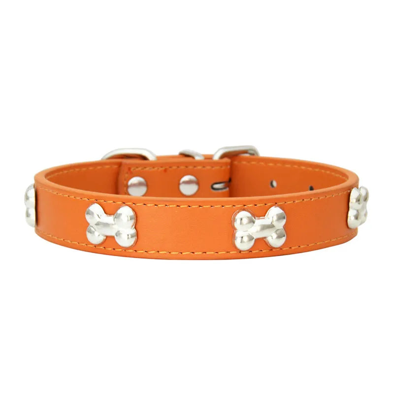 Bone Leather Durable Pet Dog Collar
