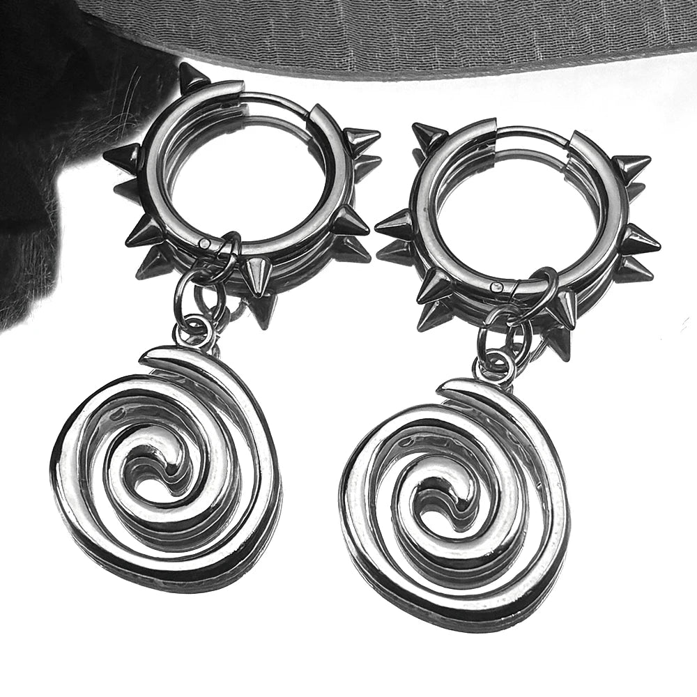 Punk Spike Rivet Goth Hoop Stainless Steel Earrings Collection