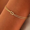 Elegant Stainless Steel Snake Chain Knot Bracelet - Handmade, Minimalist, Expandable