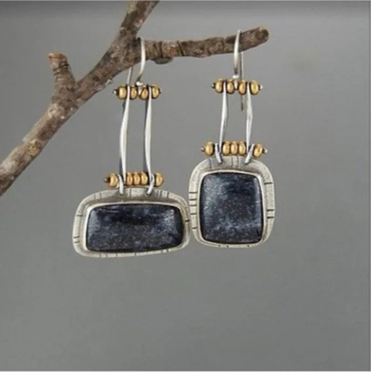 Selection of Very Unusual Boho Stone Asymmetric Dangle Alloy Earrings