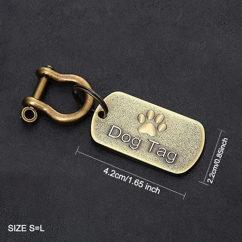 Copper Plated Stainless Steel Dog ID Name Address Tag Vintage Style
