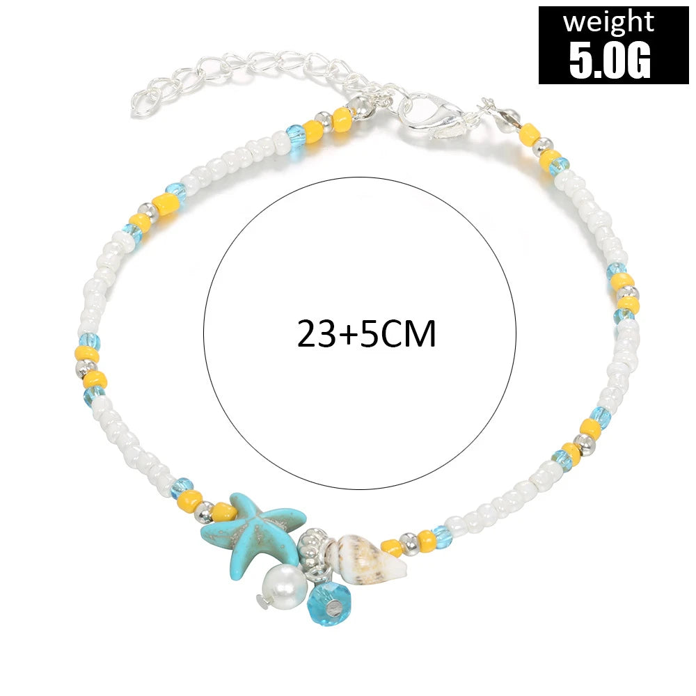 Boho Turquoise Resin Bead Summer Anklet in Zinc Alloy - Choose Your Design