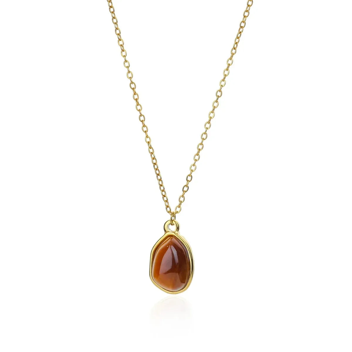 Opal Stone Pendant Stainless Steel Necklace