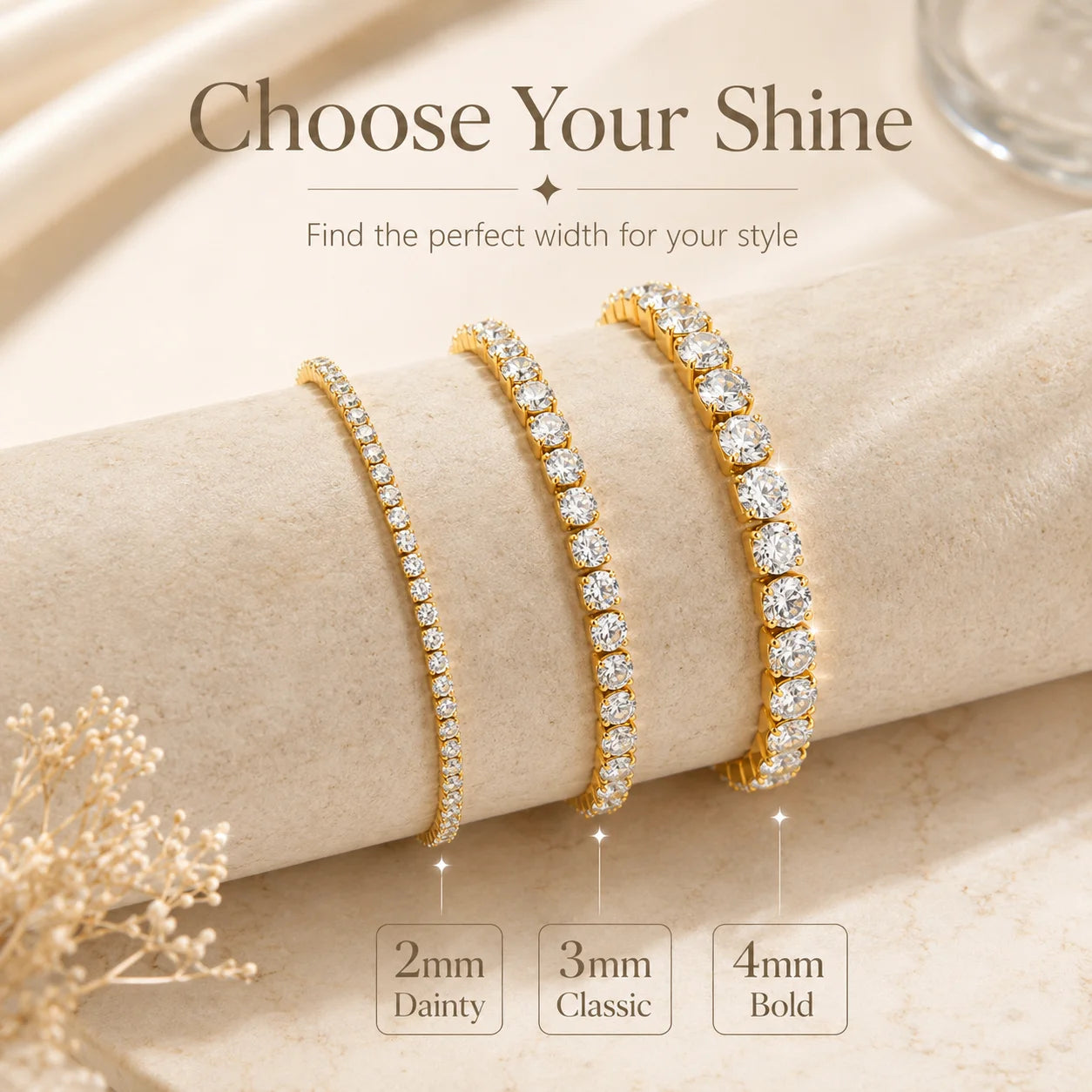 18K Gold Plated Stainless Steel Cubic Zirconia Tennis Anklet
