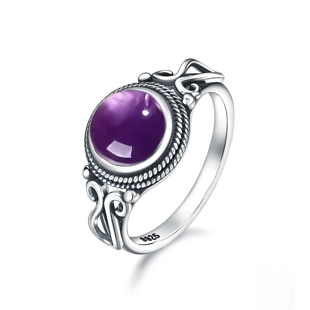 925 Sterling Silver Ring with Natural 8mm Stone of Your Choice
