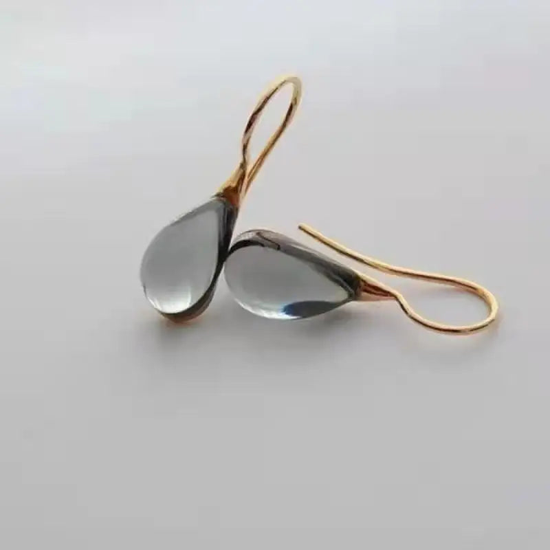 Handmade Transparent Natural Stone Water Drop Dangle Alloy Earrings