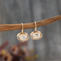 Bold Oval Champagne Stone Dangle Alloy Earrings