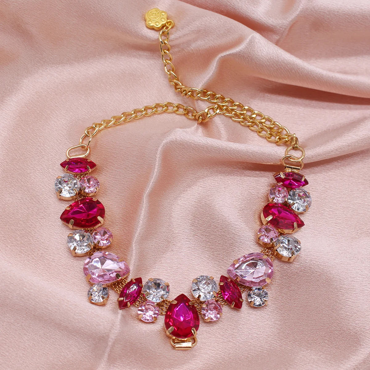 18K Gold-Plated Stainless-Steel Chain Necklace with Cubic Zirconia Diamonds for Small Dogs & Cats
