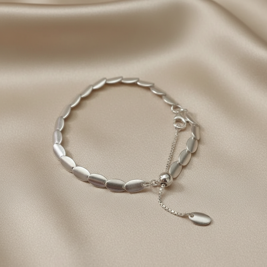 Matte 925 Sterling Silver Bracelet Adjustable