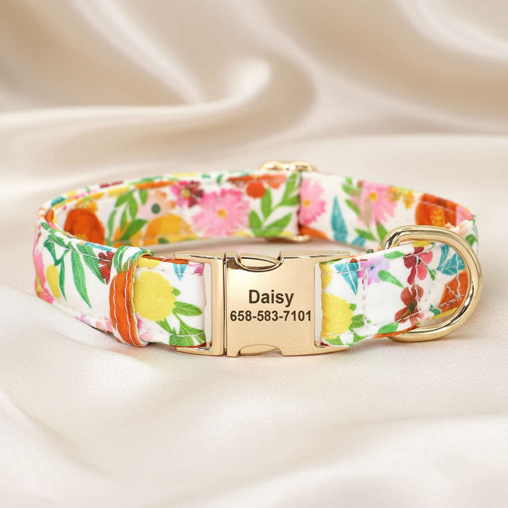Customizable Dog Collar with Metal ID Buckle