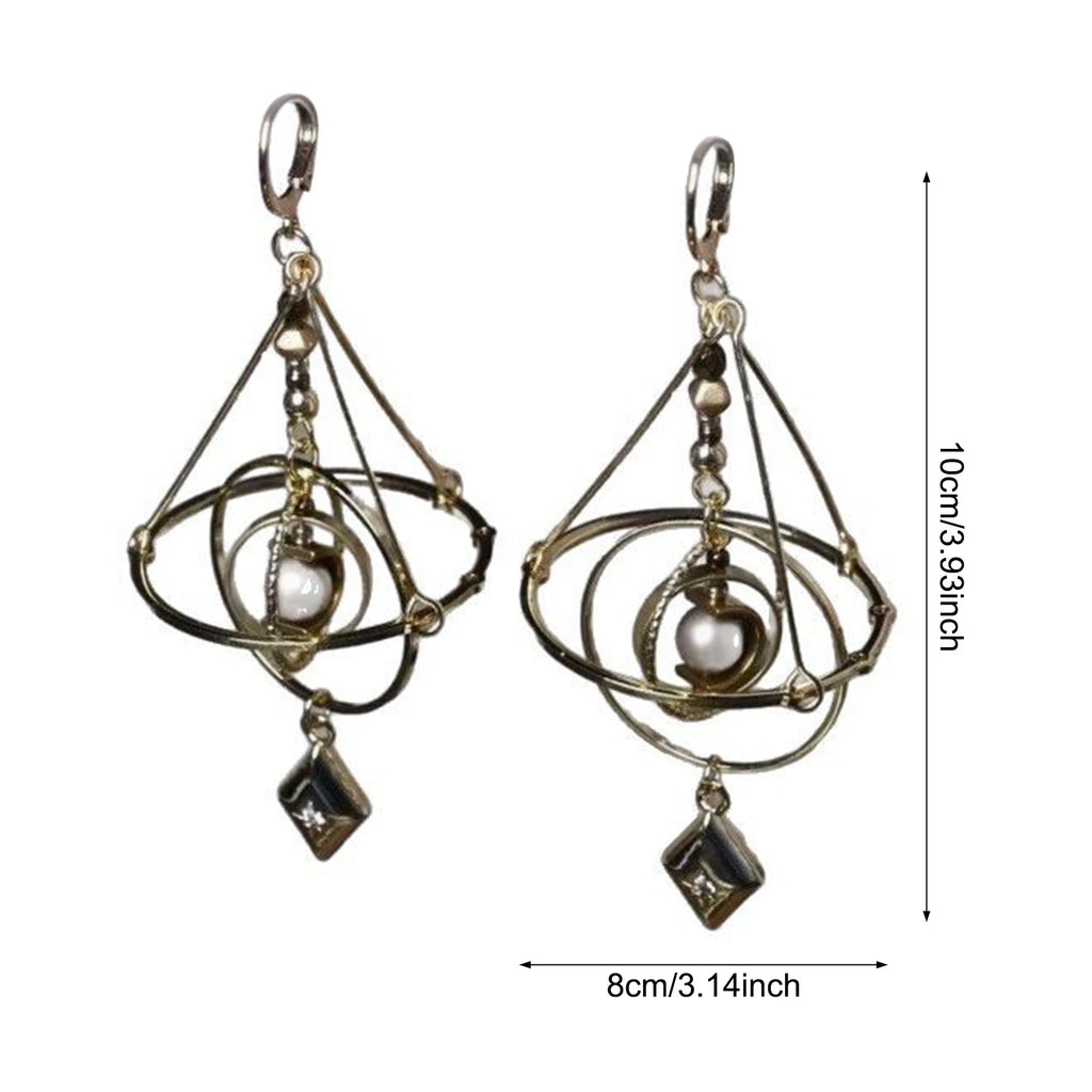 Creative Star Orbit Acrylic Bead Titanium Earrings Geometric