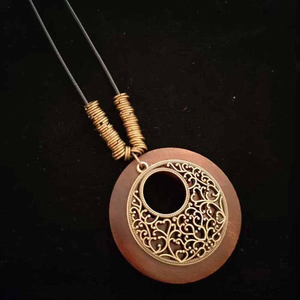 Retro Wooden Pendant Aluminum Alloy Chain Necklace Selection