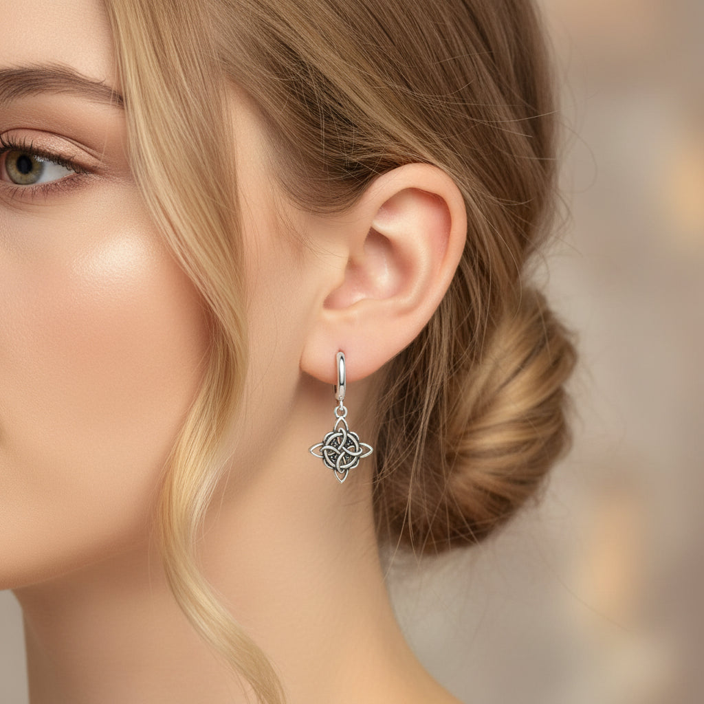 Celtic Knot Hoop Earrings in 925 Sterling Silver