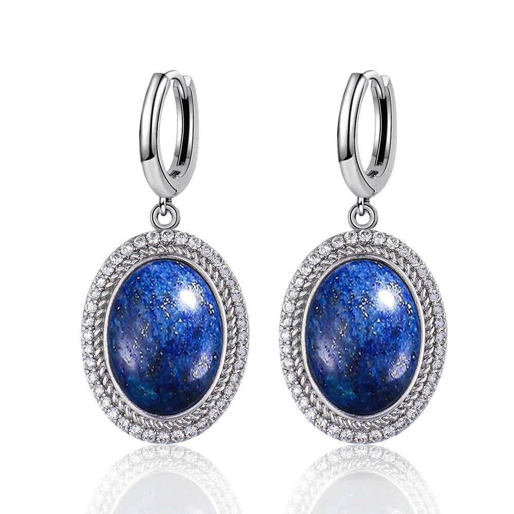 925 Sterling Silver Natural Moonstone Pendant & Earrings Set