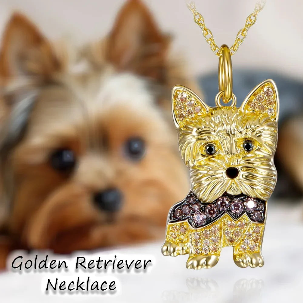 Cute Yorkshire Dog Pendant Necklace in Zinc Alloy + Comes in Several Colors