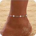 Gold Plated Silver 925 Sterling Silver Zircon Clover Ankle Bracelet