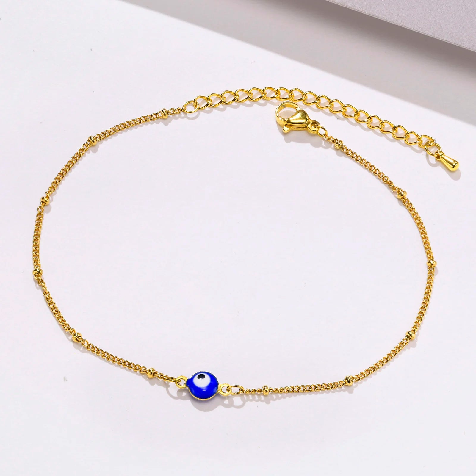Gold-Plated Stainless-Steel Lucky Blue Evil Eye Anklet - Choose Your Style