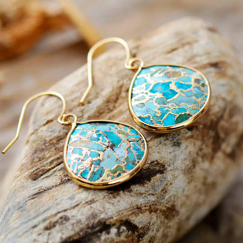 Teardrop Turquoise Cooper Earrings