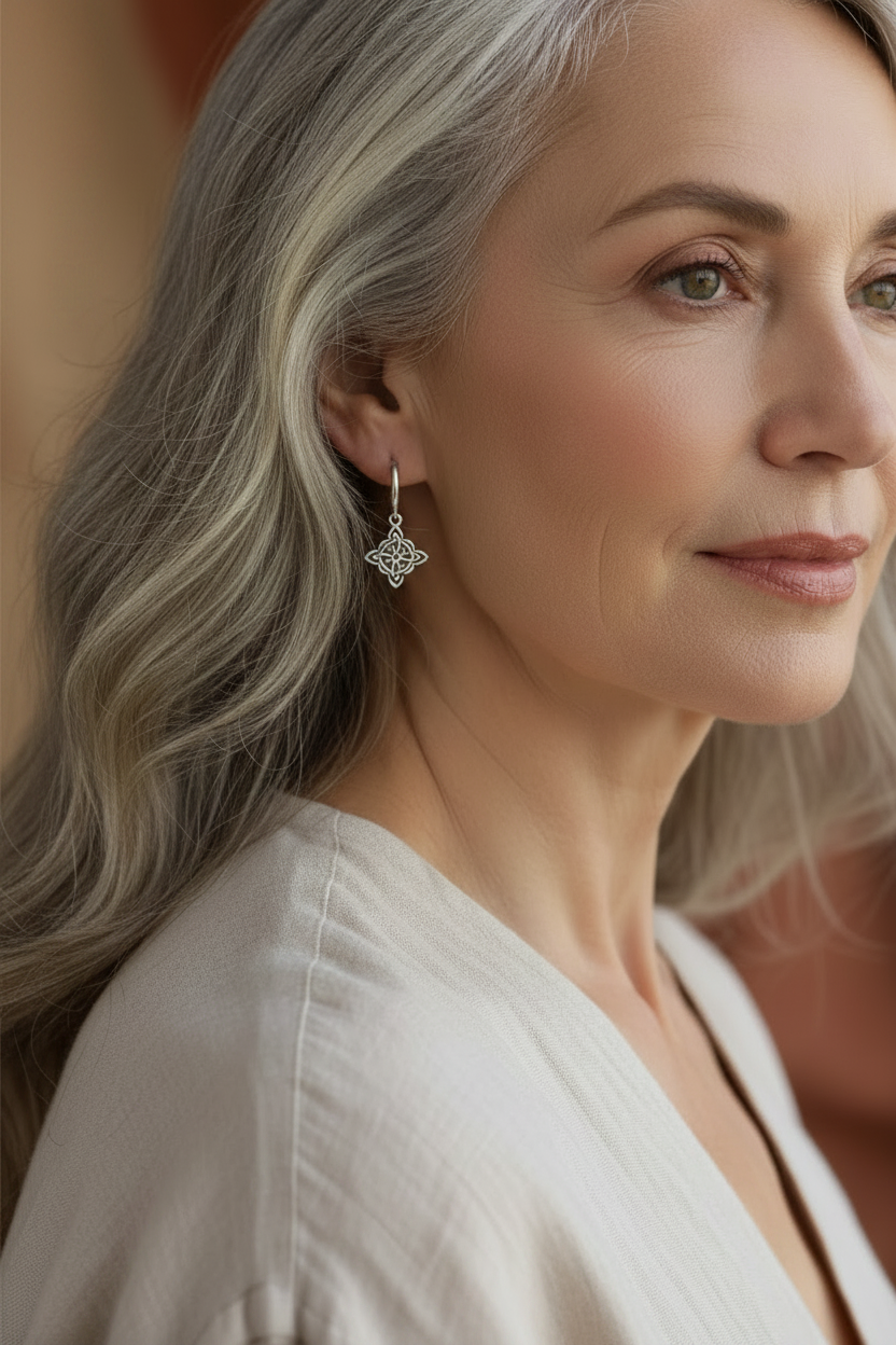 Celtic Knot Hoop Earrings in 925 Sterling Silver