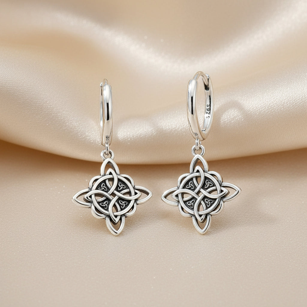 Celtic Knot Hoop Earrings in 925 Sterling Silver