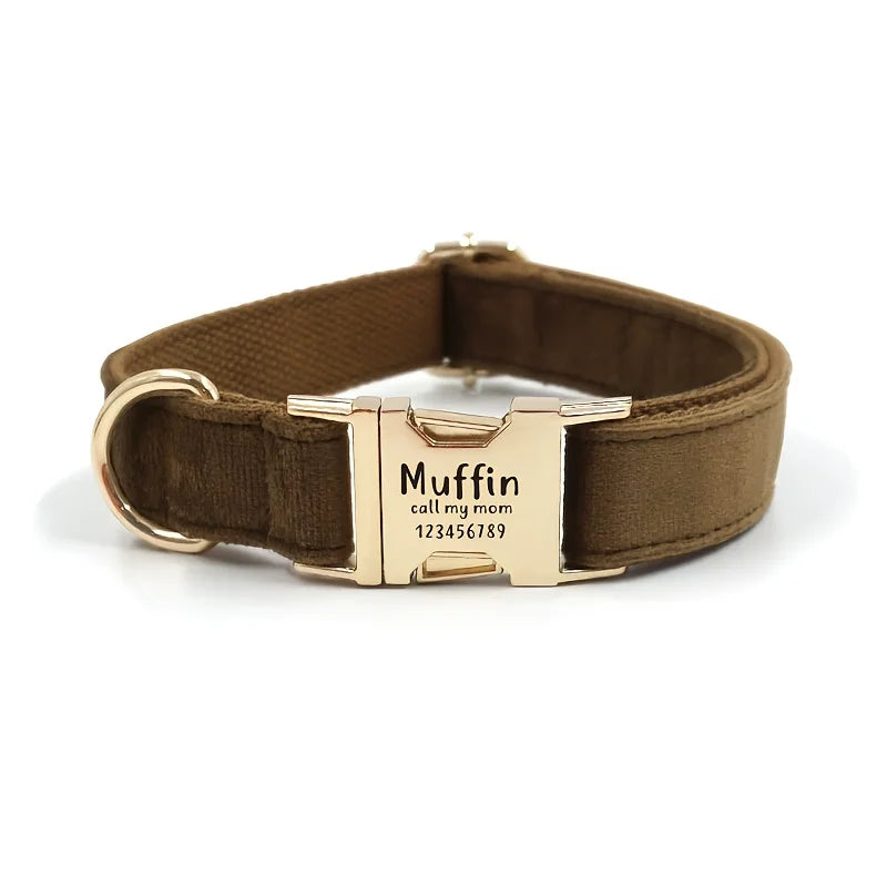 Soft Faux Leather Adjustable Pet Collar - Customize, Engrave, Name Tag, ID Necklace