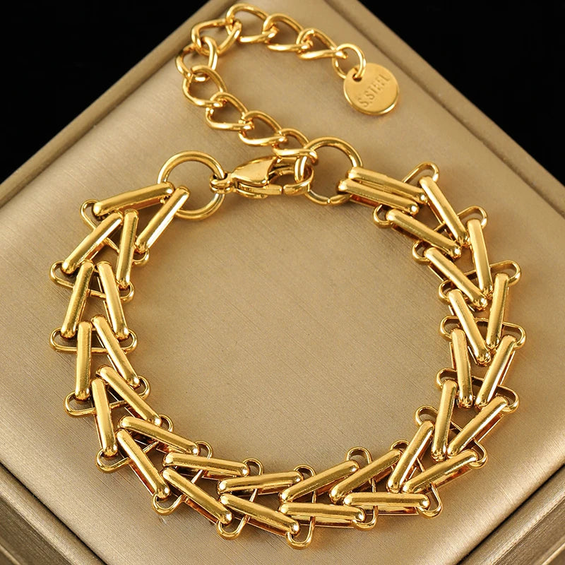 Choice of 18K Gold Plated Stainless Steel Thick Cuban Chain Bracelets - Bold, Statement