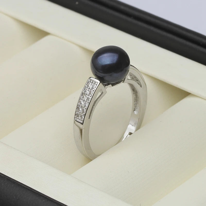 Genuine Freshwater Pearl Adjustable Ring in 925 Sterling Silver