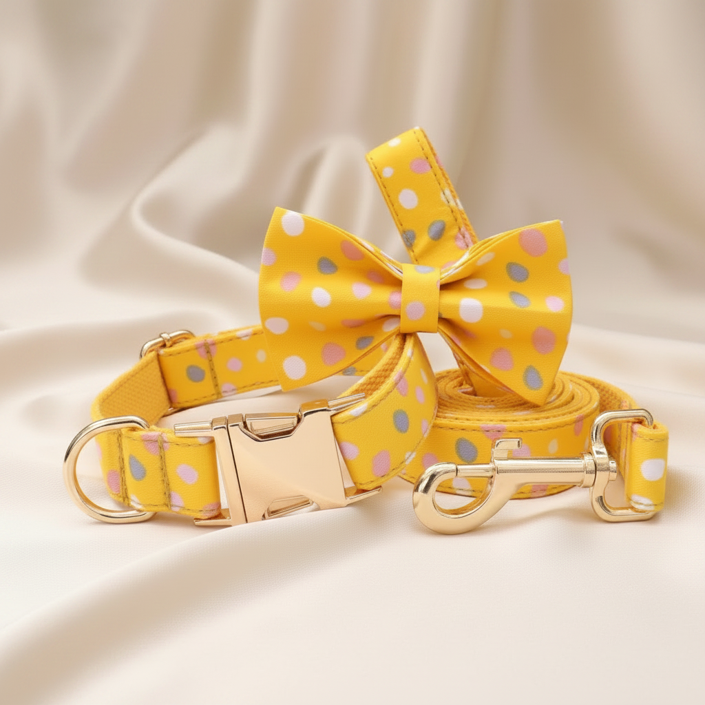 Elegant Fabric Customizable Dog Collar Set - Name Tag, Zinc Alloy Setting