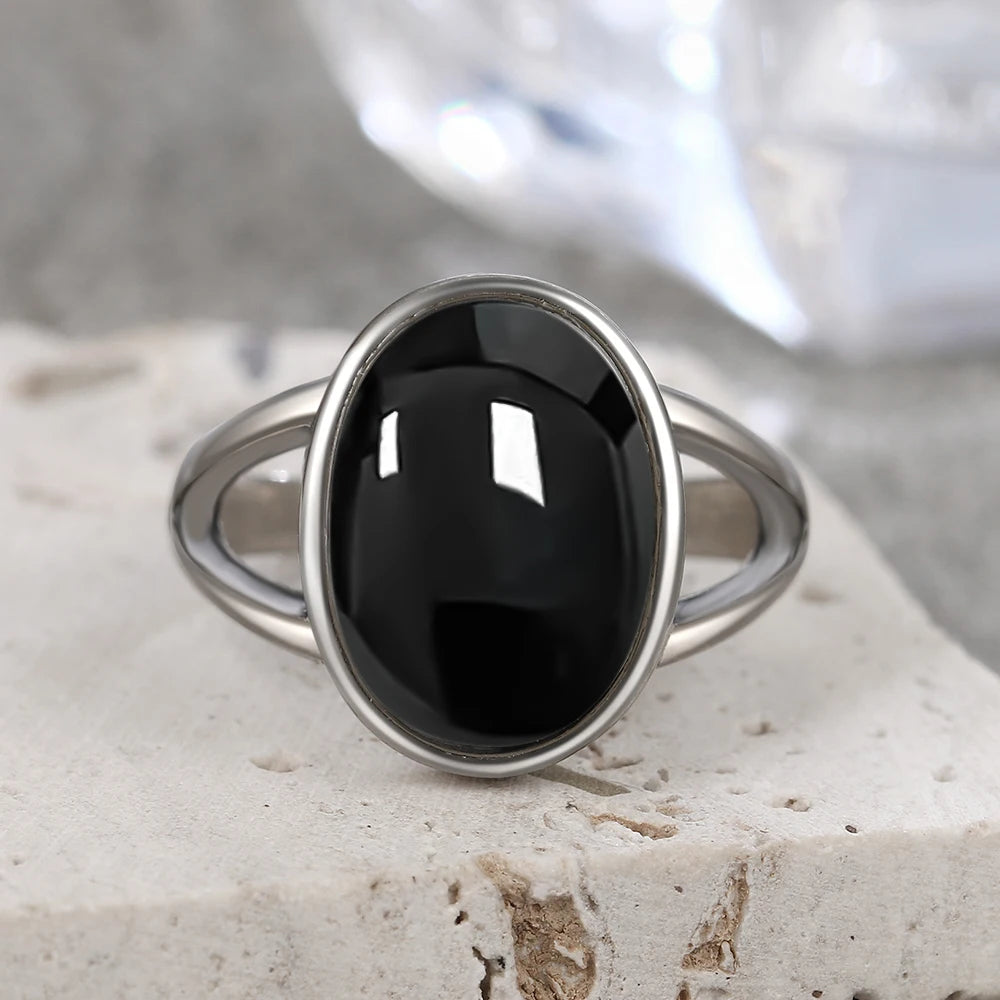 925 Sterling Silver Ring Natural 8-10mm Moonstone Ring