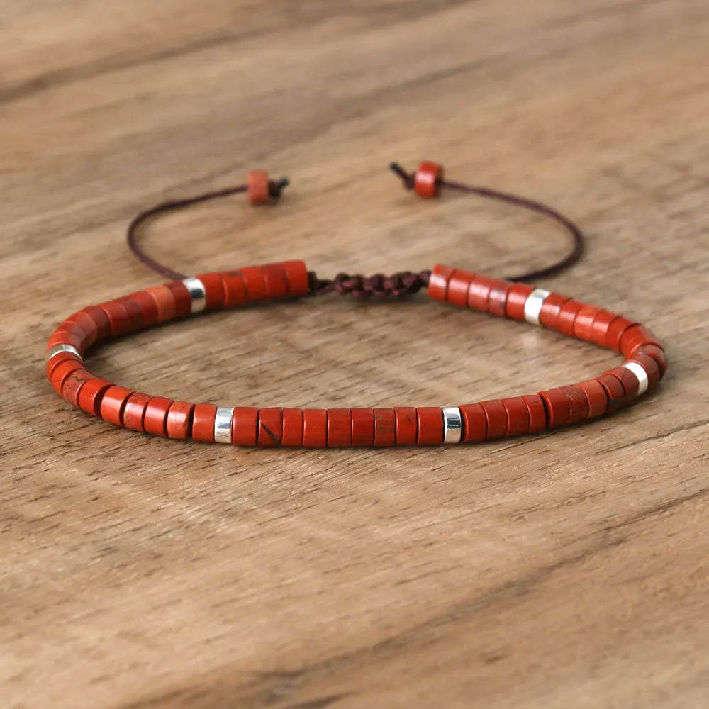 Natural Stone Beads Adjustable Rope Bracelet - Large Selection