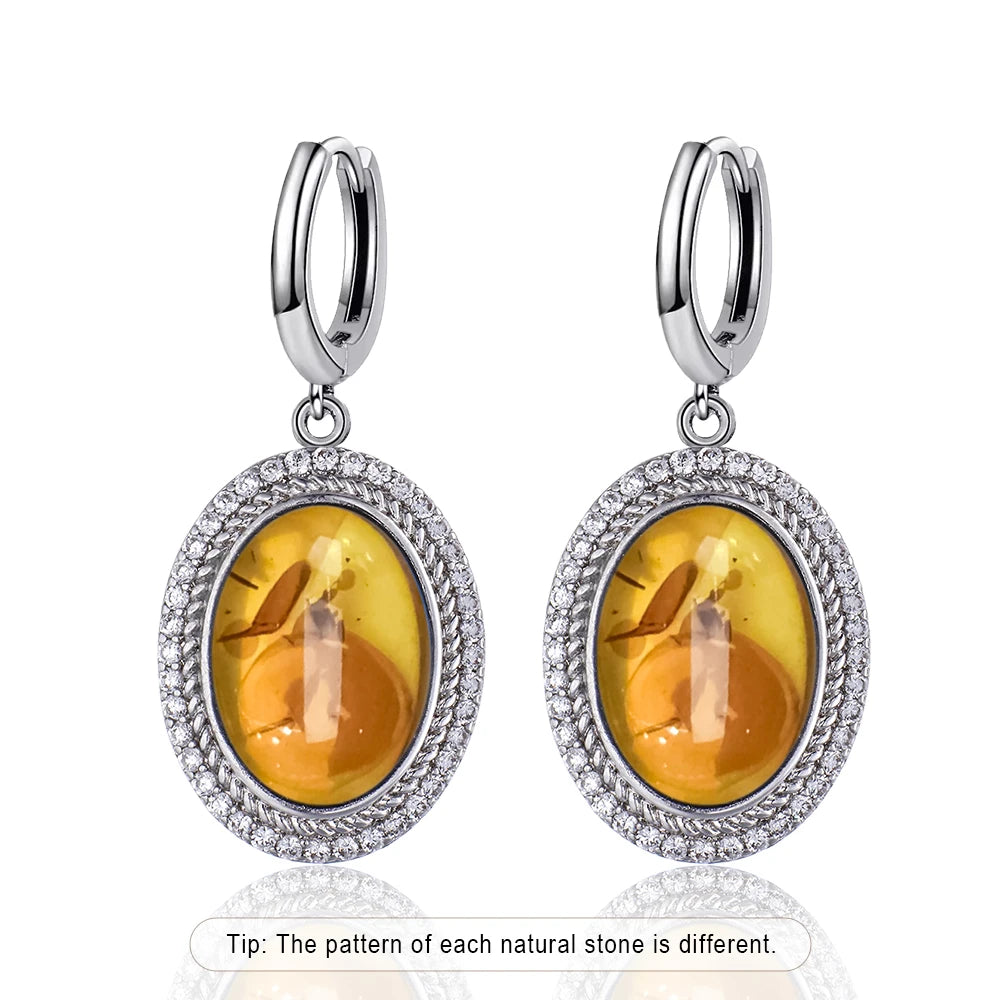 925 Sterling Silver Natural Moonstone Pendant & Earrings Set