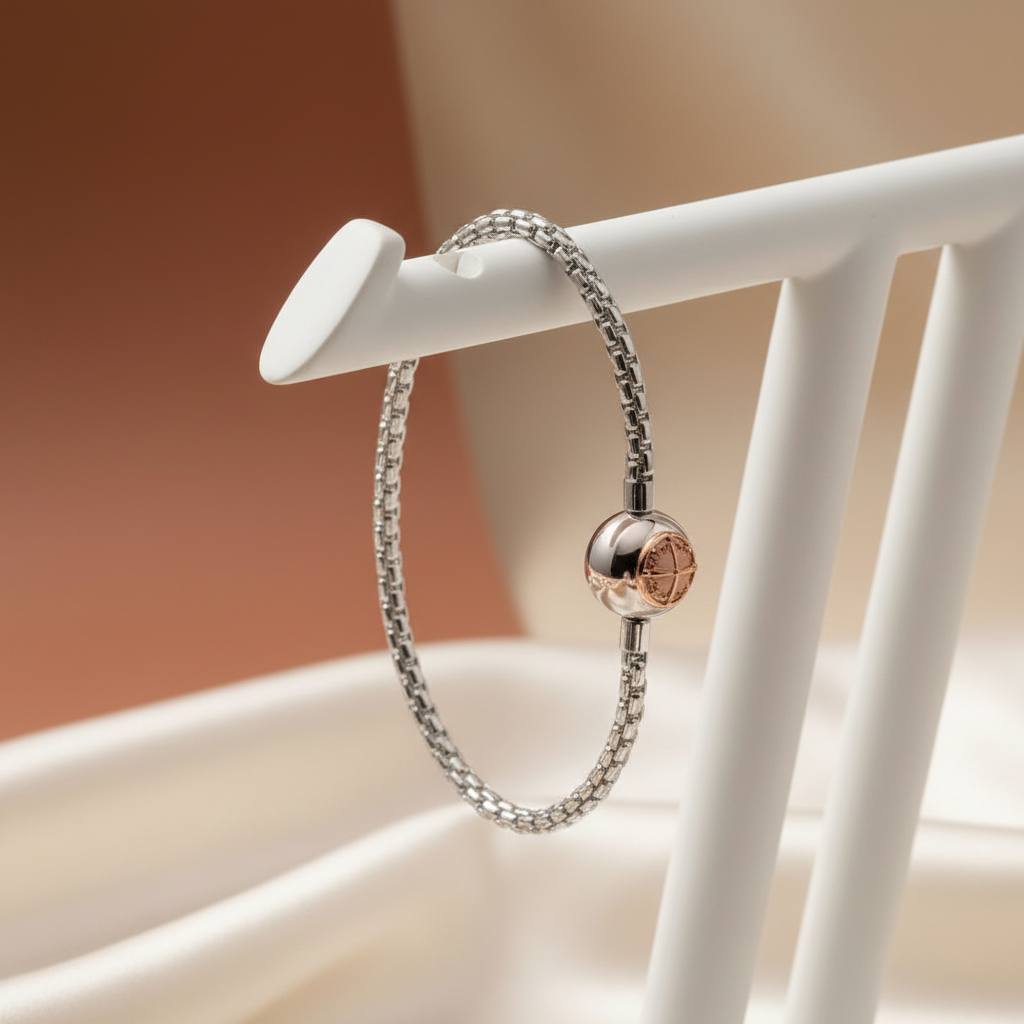 Rose Gold Link Chain Bracelet in 925 Sterling Silver