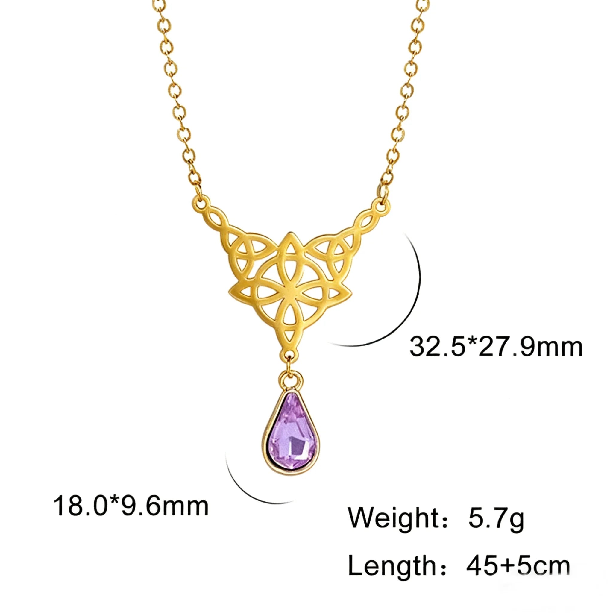 Celtic Knot Stainless Steel Drop Stone Pendant Necklace