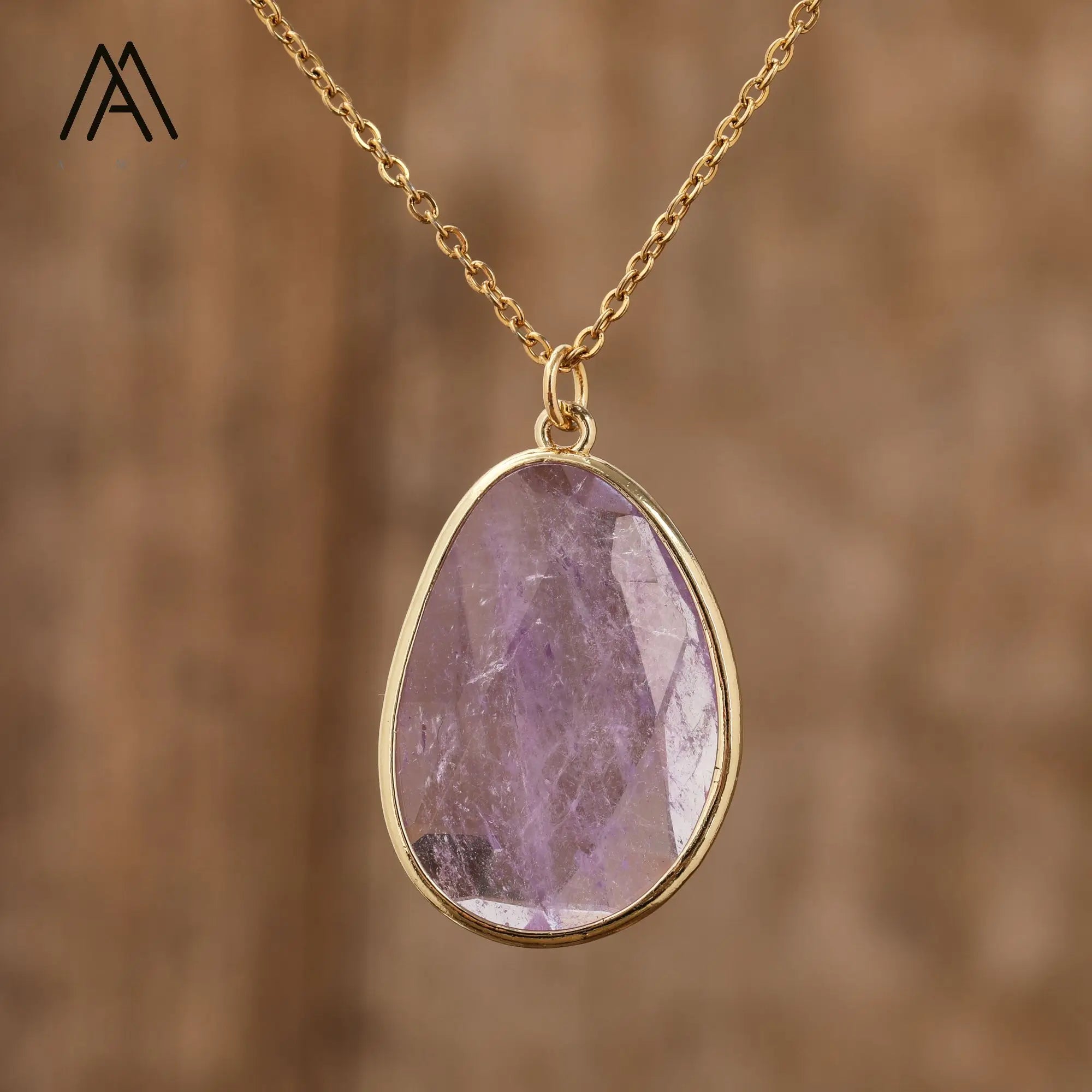 Natural Healing Crystal Pendant Copper Chain Necklace - Choose Your Stone