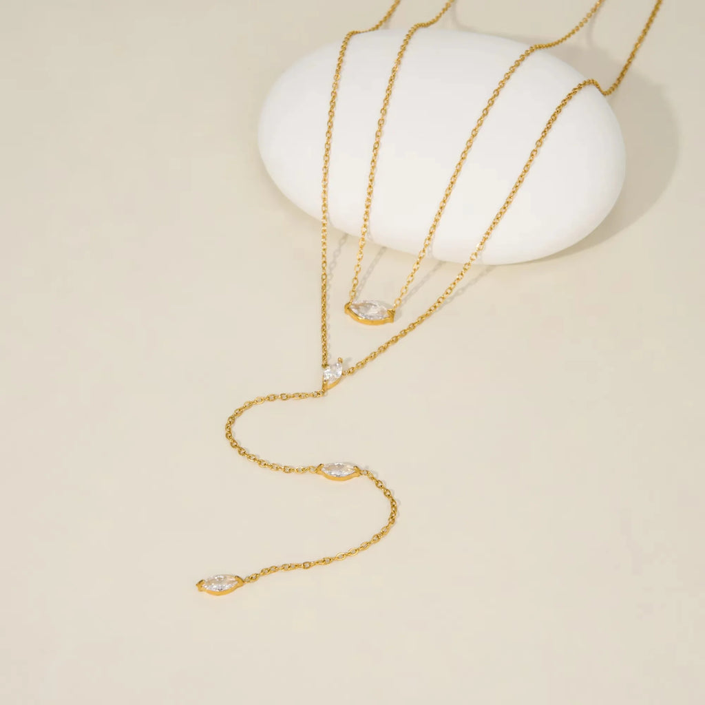 18K Gold-Plated Stainless-Steel Necklaces in Gold or Silver with Zircon Stone