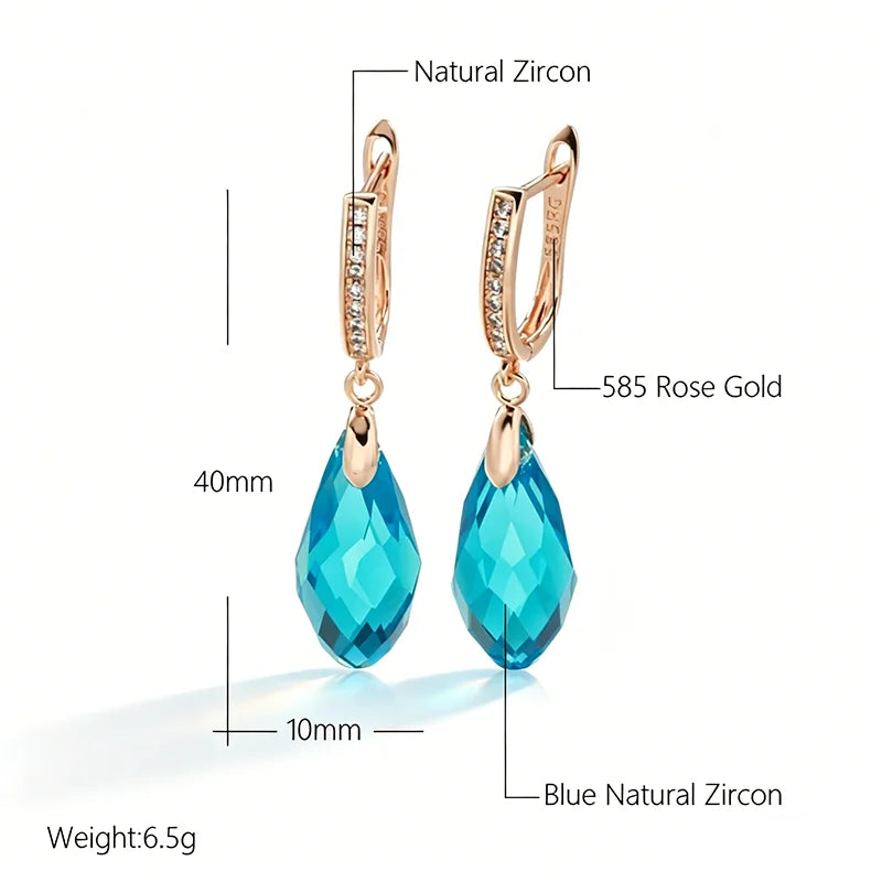 585 Rose Gold CZ Water Drop Earrings