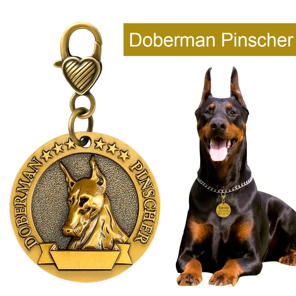 Personalized Dog ID Tag Customizable Copper Coated Various Dog Breeds